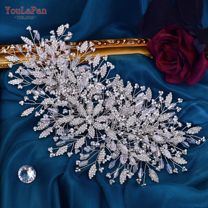 YouLaPan HP377 Ladies Wedding Crown Bridal Crowns for Brides Hair Accessories Metal Crystal Bridal Hair Band Wedding Tiara