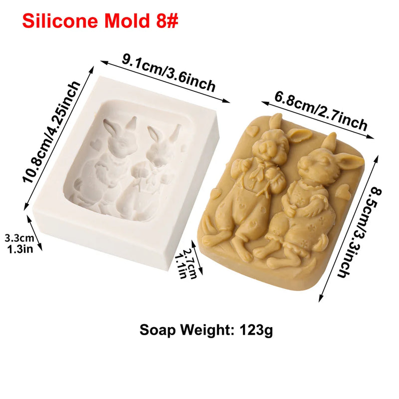 Easter Rabbit Silicone Soap Mold Bunny with Flower Round Silicone Molds Diy Cake Decorative Mousse Baking Tool Festival Gifts