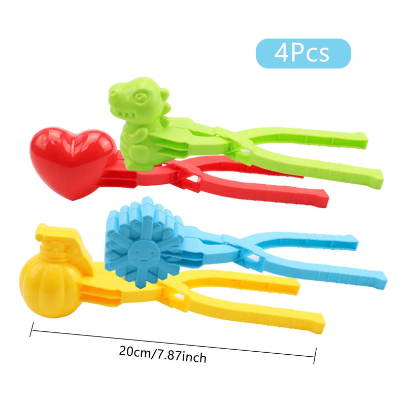 4PCS Snowball Clip Snow Grasping Clamps Tool Multi-shape Cartoon Snowballs  Grabber Snow Ball Maker Sports Toys for Kids