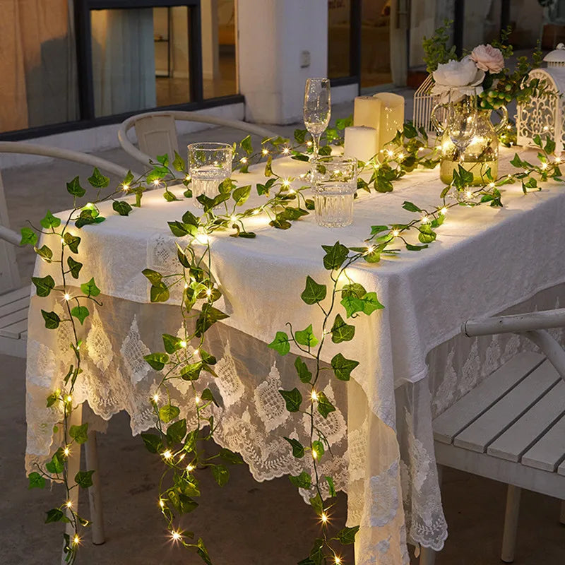 Artificial Leaf flower Fairy String Lights Garland 10m 5m LED Copper Wire Lights for Wedding Christmas Home Garden Decorations