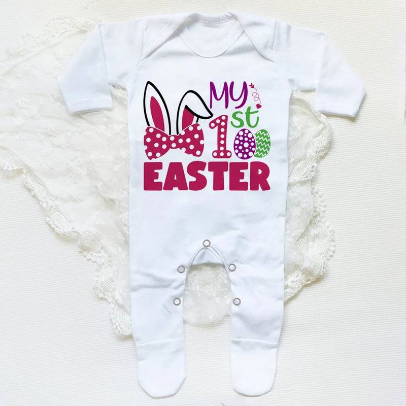 My 1st Easter Baby Bodysuit Babygrow Sleepsuit Rabbit Print Baby Coming Home Hospital Outfit Clothes Infant Easter Party Romper