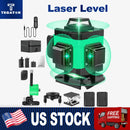 Tegatok16 Lines 4D Professional Laser Level Horizontal Vertical Green Laser Automatic 360°Self-Leveling Laser Building Tools