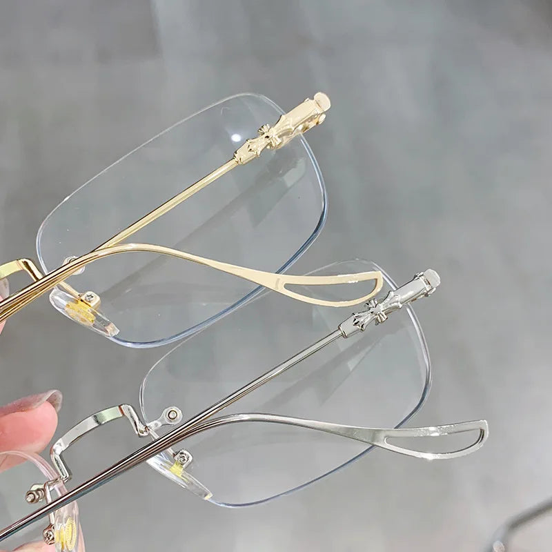 Anti Blue Light Rimless Myopia Glasses Women Men Luxury Metal Ultralight  Eyeglasses Frameless Eyeglasses -1.0...To -6.0