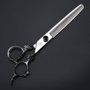 XUANFENG Silver Barber Hair Scissors 7-inch Cutting Scissors and Thinning Scissors Dragon Handle