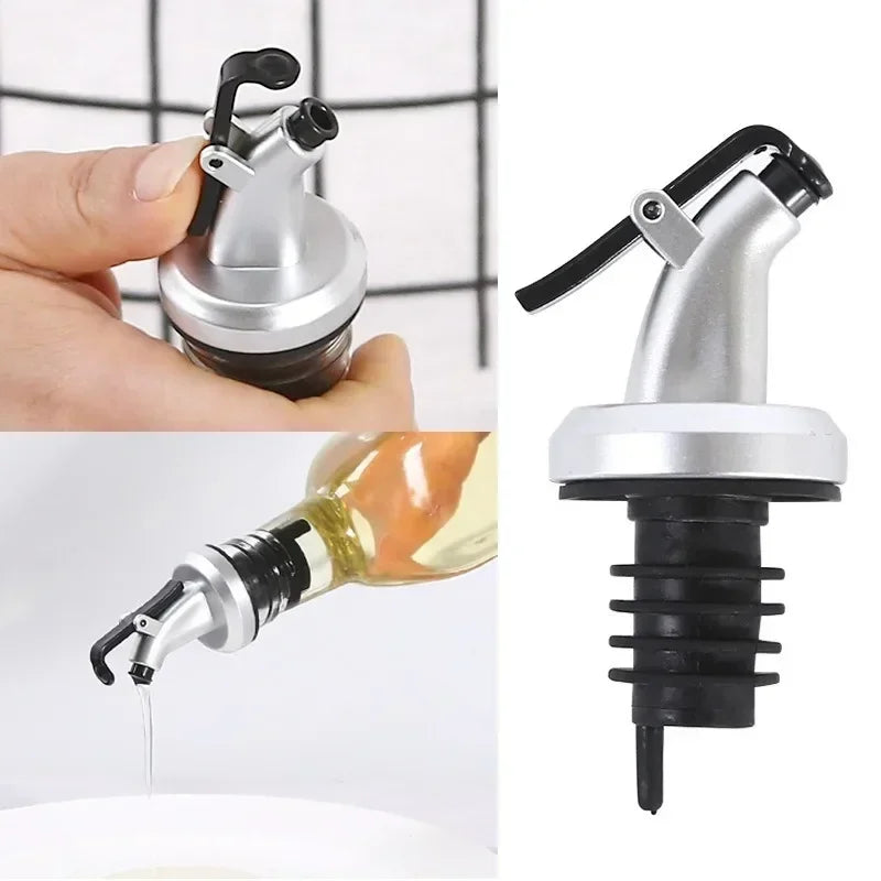 New Oil Bottle Stopper Rubber Lock Plug Seal Leak-proof Food Grade Plastic Nozzle Sprayer Liquor Dispenser Wine Pourer Barware