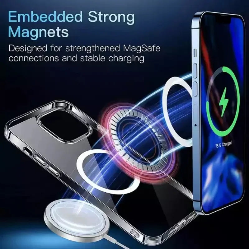 Original For Magsafe Magnetic Wireless Charging Case For iPhone 14 13 12 11 Pro Max Mini X Xs XR 7 8 Plus SE 2020 Acrylic Cover