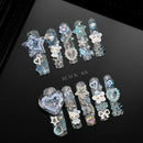 10Pcs Y2K Spicy Girl Long Coffin Handmade Press On Nails 3D Sanrio Hello Kitty Bear Pearl Diamond Pentagram Wearable False Nail