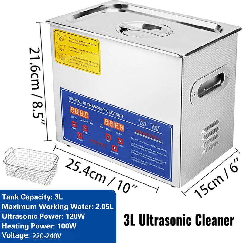 2/3/6/10L/30L Digital Heating Ultrasonic Cleaner 220V 40KHZ Stainless Steel Ultrasound Cleaning Machine Home Appliance