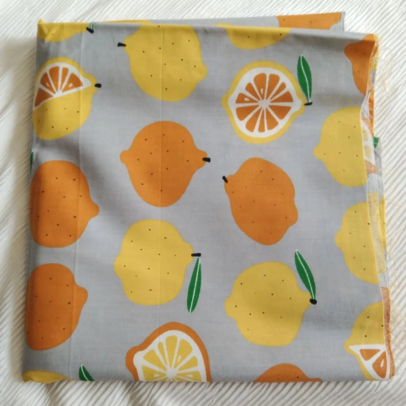 Graceful Pink Green Stripe Fruit  Series Apple Banana Printed Cotton Fabric 50x160cm For DIY Sewing Bedding Quilting Cloth Decor