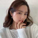 Stainless Steel Fashion Pearl Drop Earrings Women's Round Hoop Earrings Wedding Jewelry Free Shipping