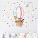 Watercolor Pink Hot Airballoon Cute Animals Cloud Rainbow Wall Stickers for Kids Room Baby Nursery Room Wall Decals Home Decor