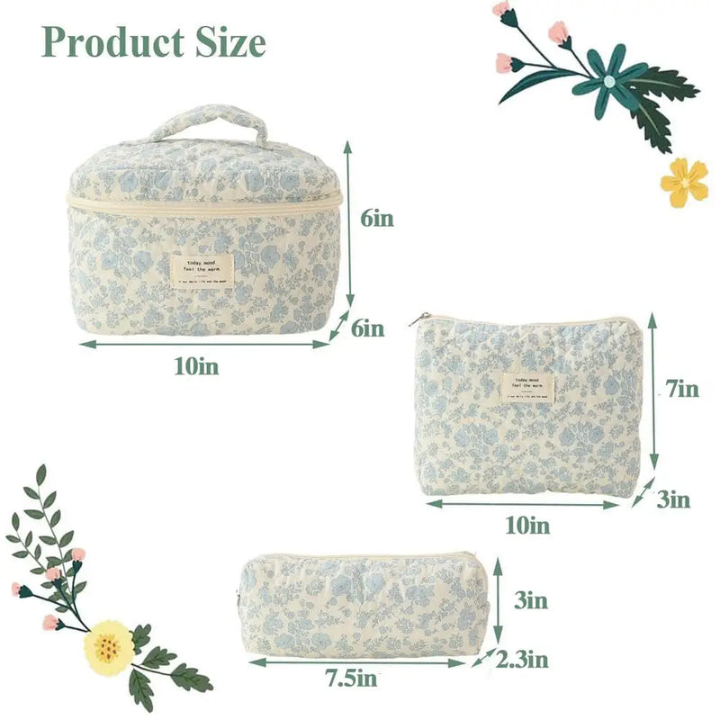 1pcs Cute Quilted Cotton Makeup Bag Women Zipper Cosmetic Organizer Cloth Handbag Box Shape Portable Toiletry Case for Girls