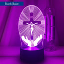 Jesus Cross 3D LED Night Light for Friends Xmas Easter Room Decor Gifts Crucifix Optical Illusion Desk Table Lamp Nightlight