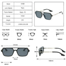 SO&EI Retro Double Bridges Square Sunglasses Women Fashion Clear Ocean Lens Shades UV400 Men Trending Metal Hollow Sun Glasses