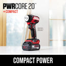 Skil Pwr Core 20 Brushless 20V 3/8 In. Compact Impact Wrench Kit With 3-Speed & Halo Light Includes 2.0Ah Battery And Pwr Jump