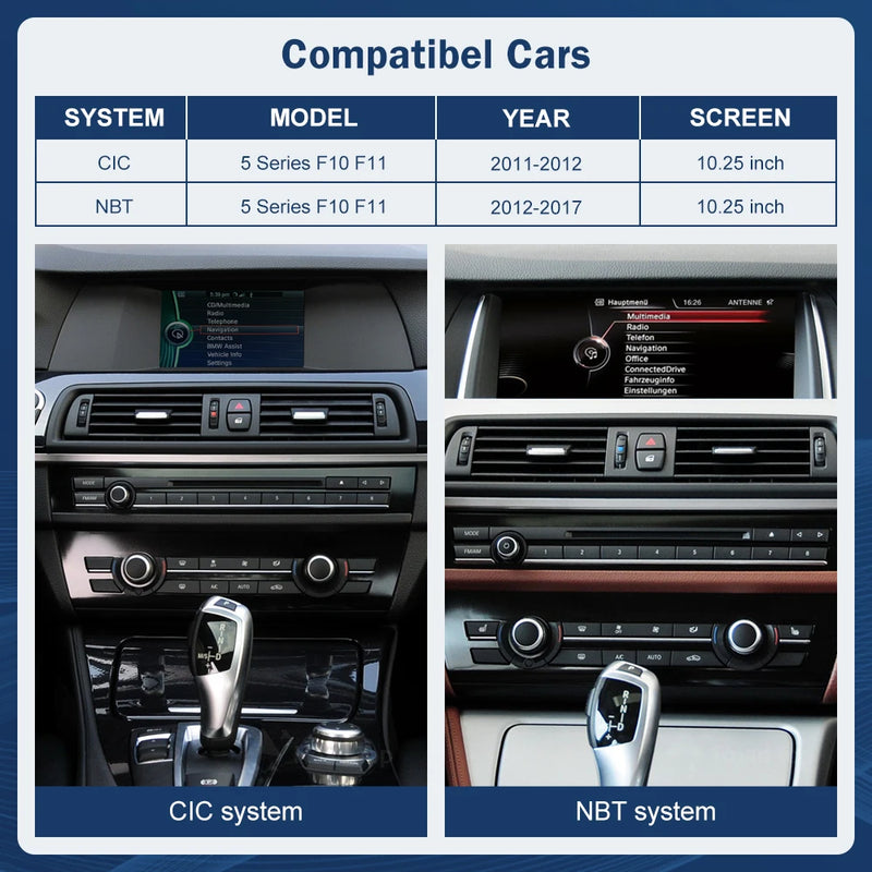 10.25 1920*720 Multimedia Display For BMW 5 Series F10 F11 2011-2017 CIC NBT  Touch Screen Wireless Carplay Android auto