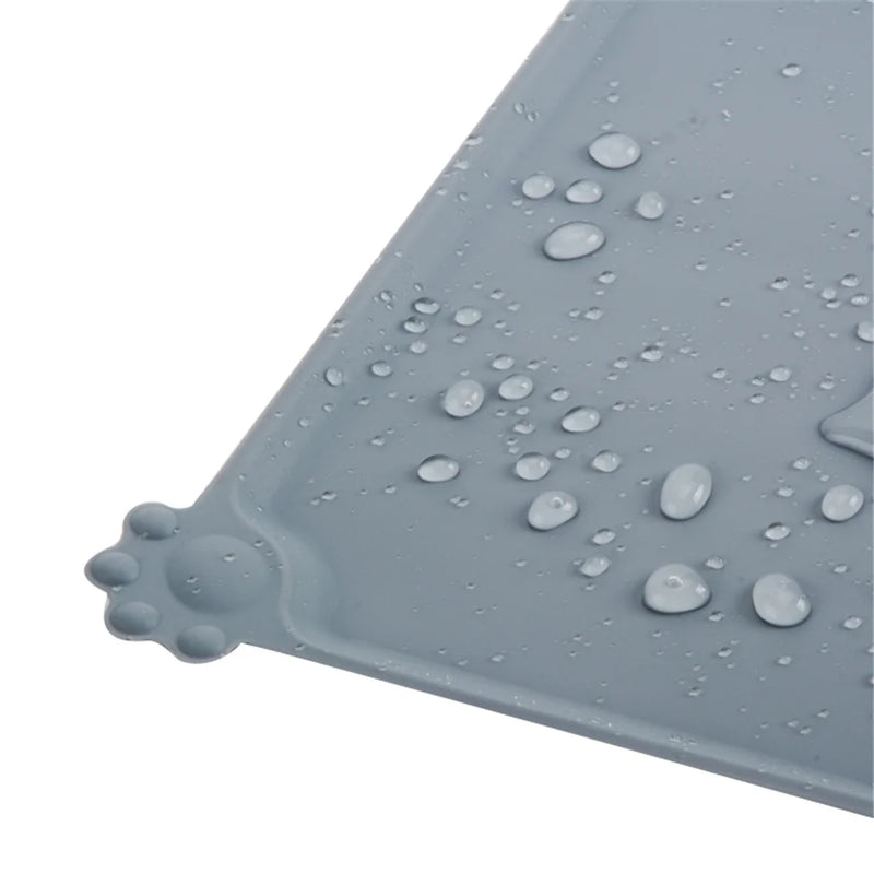Pet Placemat Non-slip Silicone Food Pad Small Animal Bowl Mat for Living Room Bedroom, Black