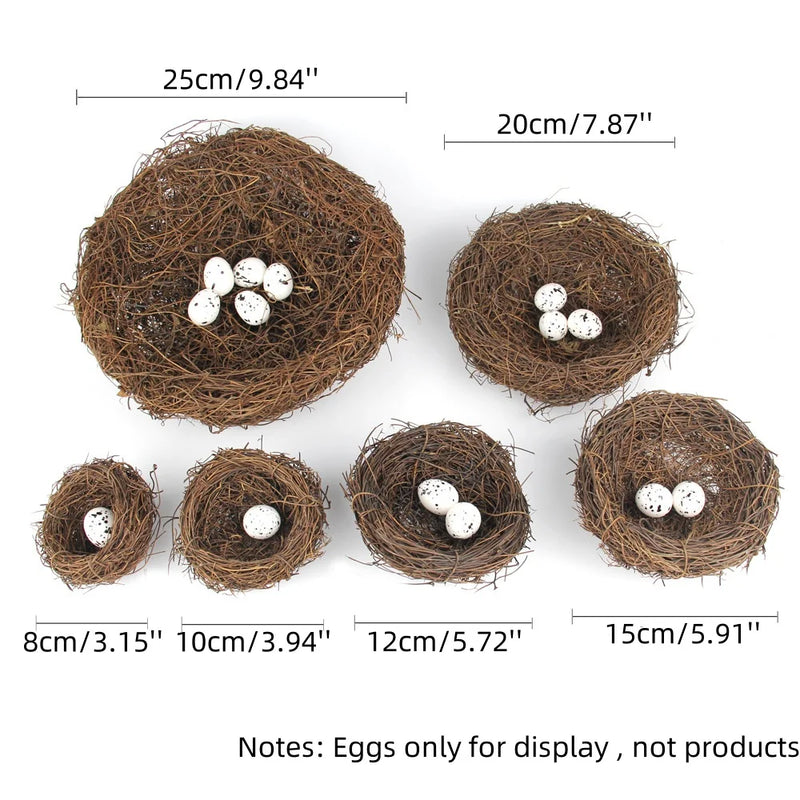 Artificial Rattan Round Nest Cages Easter Eggs Storage Simulated Bird's Nest Easter Party Tree Decoration DIY Craft Bird House