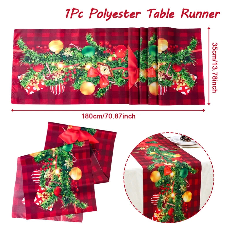 Christmas Table Runner Merry Christmas Decorations for Home 2024 Table Runner Xmas Ornaments Navidad Natal New Year Gift 2025