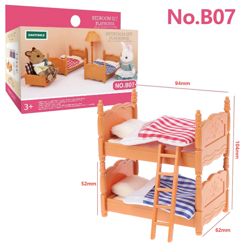 1:12Dollhouse Miniature Furniture Toys Set DIY Forest Family Kids Girls Pretend Play Furniture Toys Gift for Christmas Birthday