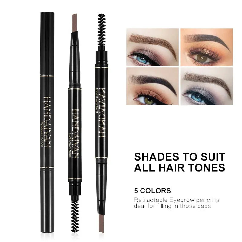 HANDAIYAN Eyebrow Pencil Automatic Rotating Double Head Long Lasting Natural Waterproof 5 Color Triangle Eyebrow Pen Make Up