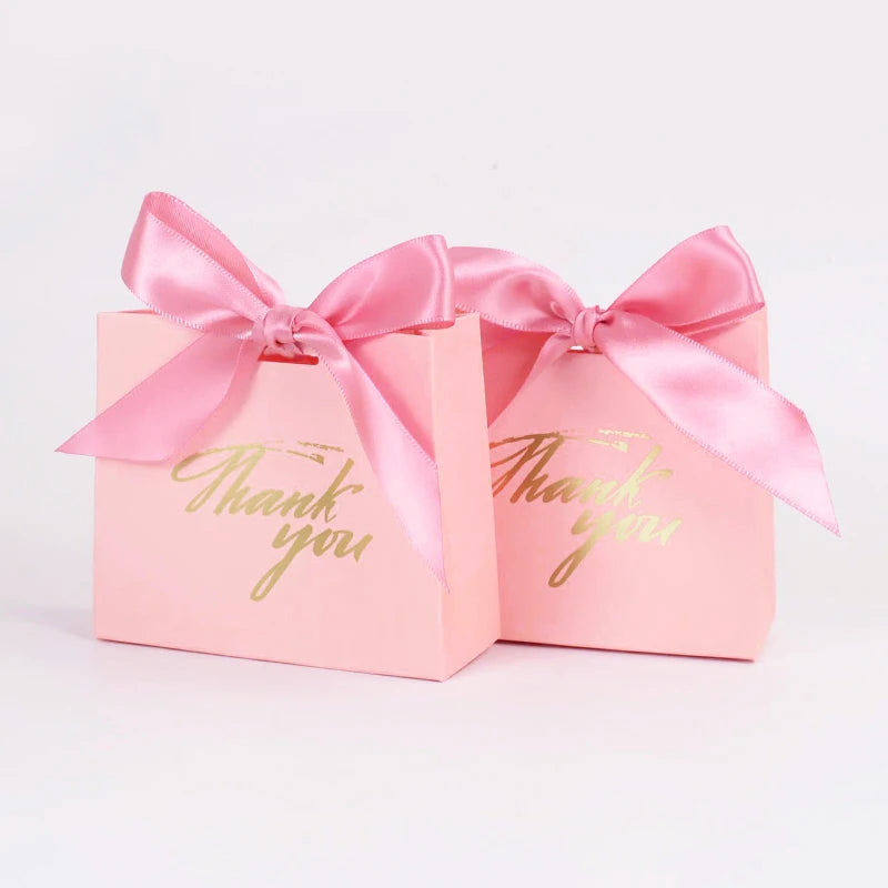 5/10pcs Thank You Candy Box With Ribbon Wedding Favors Chocolate Gift Box for guests Christmas Baby Shower Birthday Party Decor