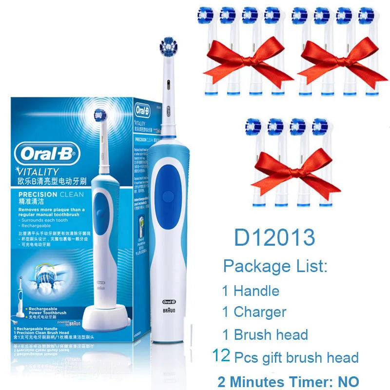 Oral B Electric Toothbrush Rotation Cleaning Oral 3D White Tooth Adult Vitality Tooth Brush Inductive Charging + Gift Brush Head