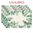 2024 Easter Rabbit Table Runner Linen Bunny Dining Table Cloth Placemat Spring Holiday Happy Easter Decoration for Home Kitchen