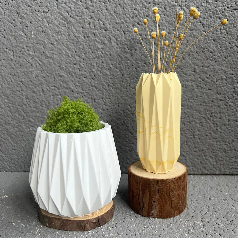 Big Size Geometric Shape Flowerpot Concrete Planter Molds Diamond Pen Holder Cement Vase Candle Jar Silicone Mold DIY Home Decor