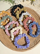 Small Hair Rope Set Ponytail Holder Rubber Bands Silky Satin Scrunchies Solid Color Elastic Hair Bands Clothing Accessories