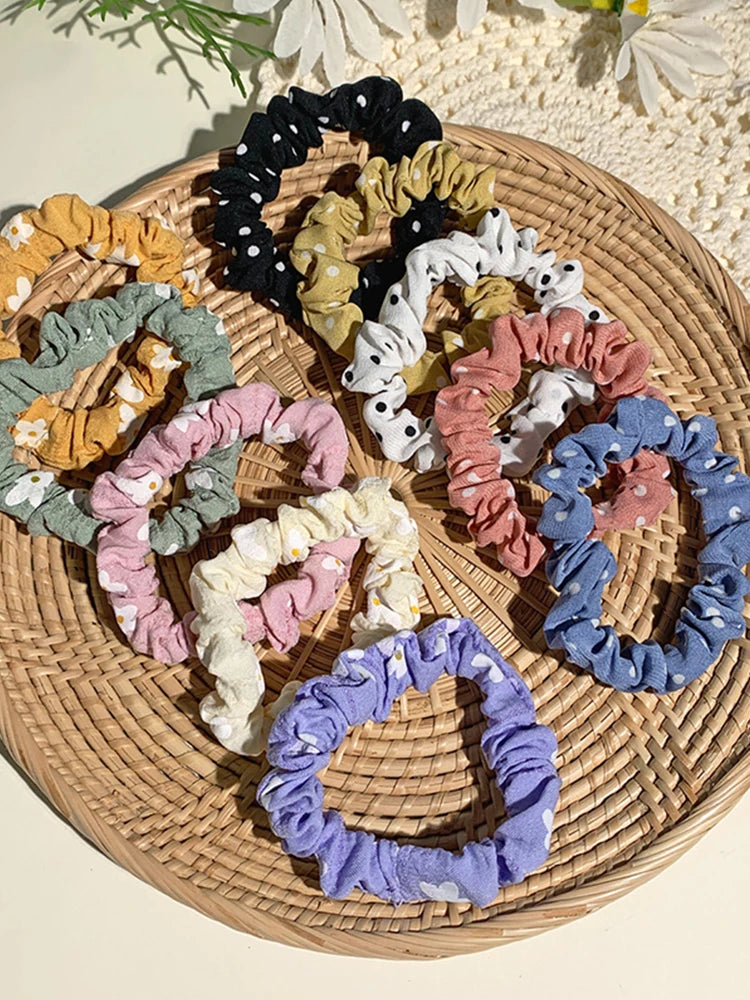 Small Hair Rope Set Ponytail Holder Rubber Bands Silky Satin Scrunchies Solid Color Elastic Hair Bands Clothing Accessories
