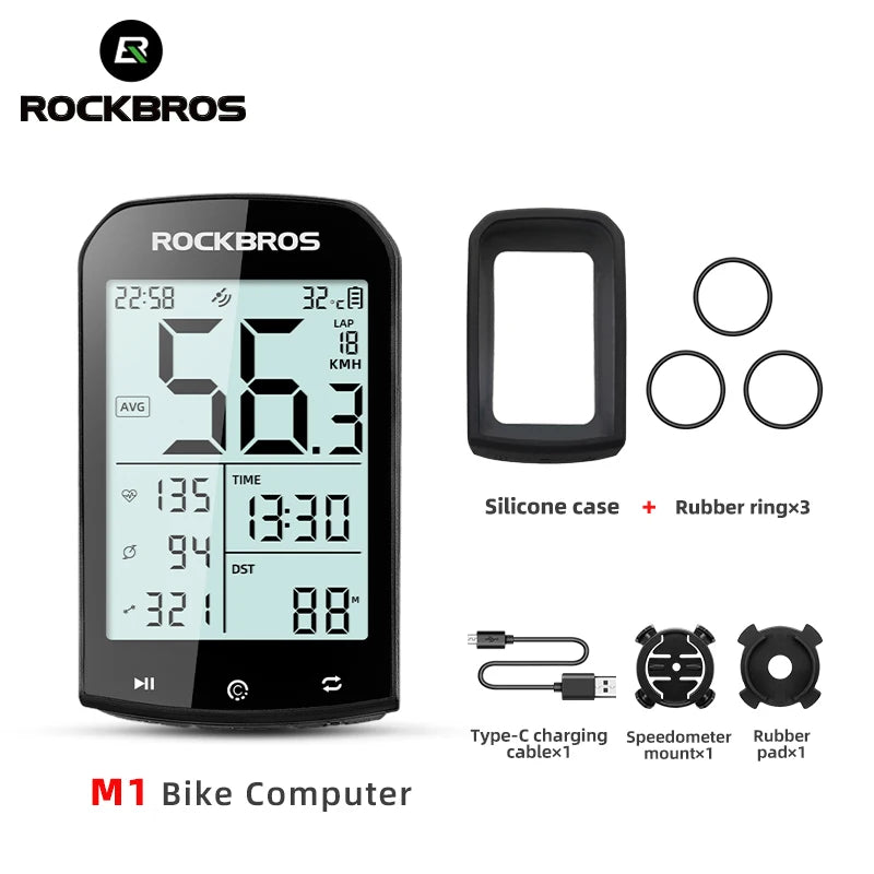 ROCKBROS GPS Bike Computer 5.0 ANT+ Bluetooth IPX6 Waterproof Wireless Speedometer Odometer Bicycle Stopwatch Bike Accessories