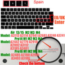 Spanish layout Keyboard Cover for For MacBook Air 13.6/15 M4 M3 M2 A3240 A2941 A3241 A3114, MacBook Pro 14" 16" 13"  12" black