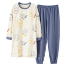 Big Size M-5XL Spring Knitted Cotton Pijamas Two Piece Set Long Sleeved Women Pyjamas Ladies Sleepwear Cute Cartoon Pijamas