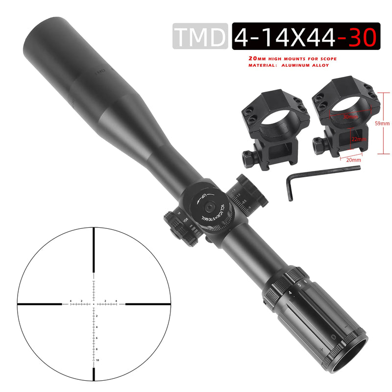 LunetaTMD 4-14x44 FFP Optics Tactical Rifle Scope Hunting First Focus Plane Lunettes Spotting Scopes Optical Collimator  Sight