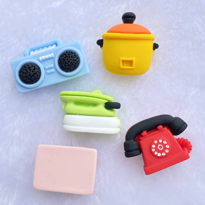 10Pcs Kawaii Cute Mixed Mini Retro Gadgets Flat Back Resin Cabochons Scrapbooking DIY Jewelry Craft Decoration Accessories  E26