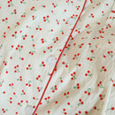 New Autumn Cherries Pajama Sets for Women Faux Cotton Outfits for Women Soft Lapel Cardigan 2 Piece Set Sweet Cute Women Pajama