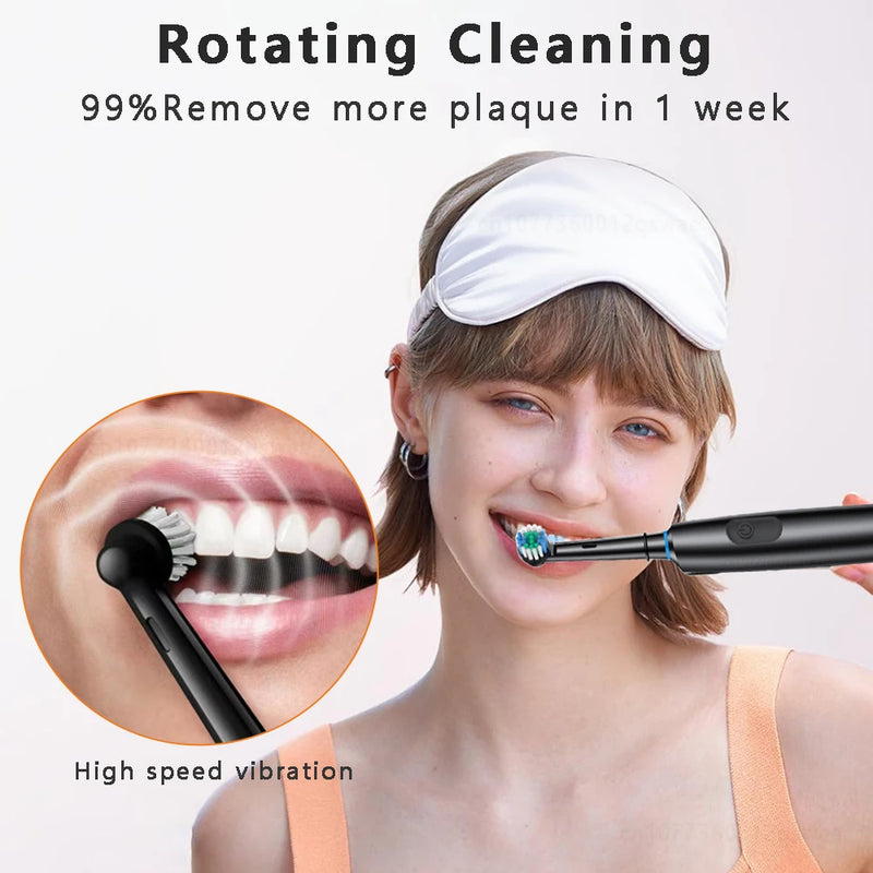 Smart Rotating Electric Toothbrush Rechargeable Toothbrush with 8 Replacement Brush Heads Rotary Electric Toothbrush Adult