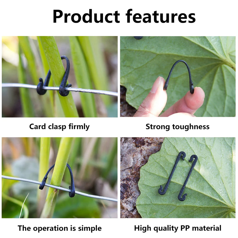 200pcs Plant Vegetable Stems Vines Fastener Garden Climbing Hook Grafting Greenhouse Wall Fixture Clips Fixed Plastic Tied