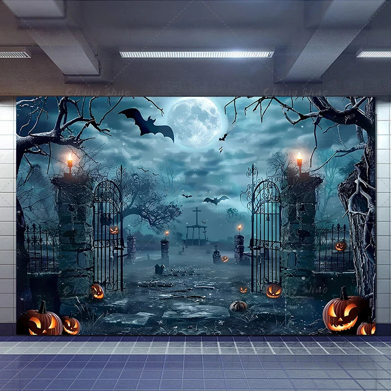 Halloween Backdrop/Party Decoration/Photo Banner Signs/Photography Background Props for Halloween Party Decoration Supplies