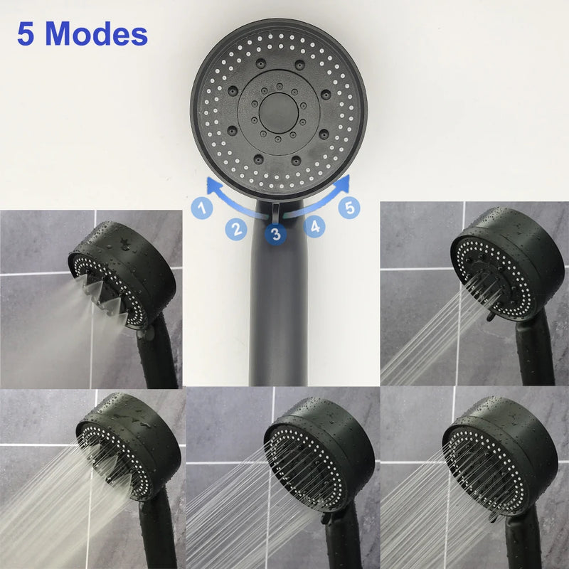 Zloog ABS 5 Modes Adjustable Shower Head Handheld Rainfall Sprinkle High Pressure Shower Nozzle Bathroom Accessories