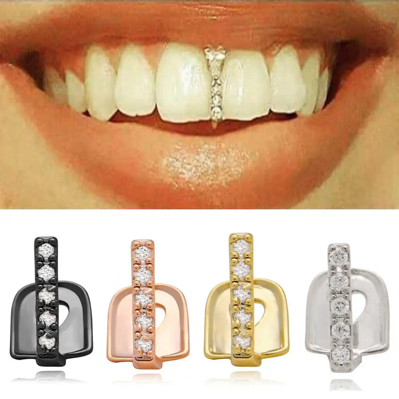 Hip Hop Braces Gold Silver Plated Half Pointed Teeth and Solid Bottom Braces Jewelry Tooth Cap Halloween Denture