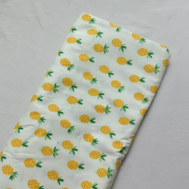 Graceful Pink Green Stripe Fruit  Series Apple Banana Printed Cotton Fabric 50x160cm For DIY Sewing Bedding Quilting Cloth Decor