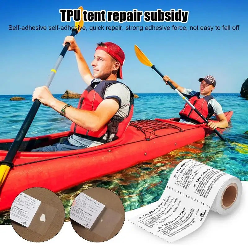 TPU Air Mattress Repair Patch Kit Waterproof Air Bed Inflatable Boat Swimming Ring Repair Adhesive Tape Kit For Home Outdoor