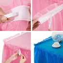 Disposable Table Skirts with Tablecloth Ruffled Plastic Table Skirt for Wedding Party Birthday Business Events Baby Shower White