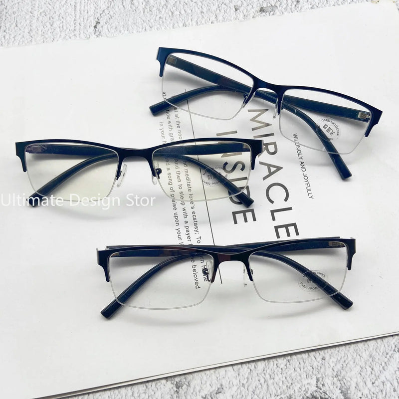 Men Classic Business Myopia Glasses Fashion Vintage Square Frame Short Sighted Eyewear Eye Protection Glasses -1.0~-6.0 Diopter