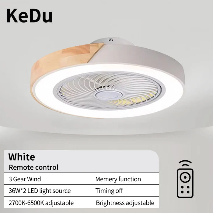 Bedroom ceiling fan light, intelligent voice invisible ceiling fan light, dining room home use Nordic macaron electric fan penda