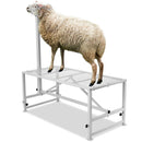 SucceBuy Goat Sheep Stand 51x23in Livestock Stand Metal Livestock Milking and Shearing Stand 21" to 33" Adjustable Height White