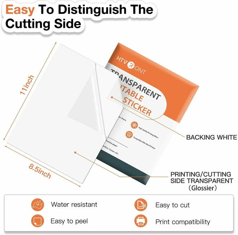 HTVRONT 15 Sheets 11X8.5inch Printable Vinyl Sticker Paper A4 self-adhesive Copy Paper for Inkjet & Laser Printer DIY 8.5x11''