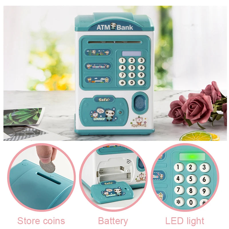 HEE RAK Piggy Bank Safe Box Money Boxes for Children Digital Coins Cash Saving Safe Deposit Mini ATM Machine Kids Toys Gift